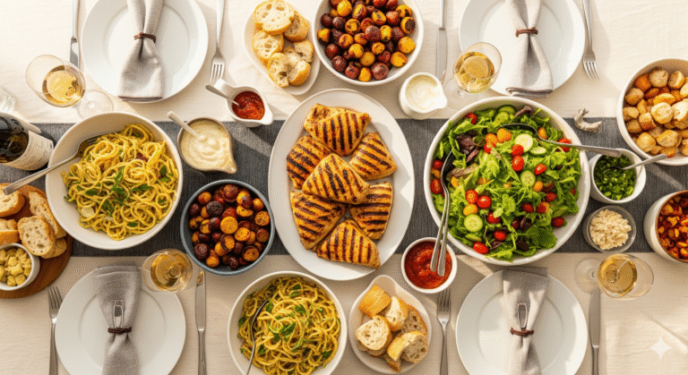 Dinner Ideas: Your Complete Guide to Effortless Meal Planning 1 Dinner ideas featuring colorful family meal spread on wooden dining table